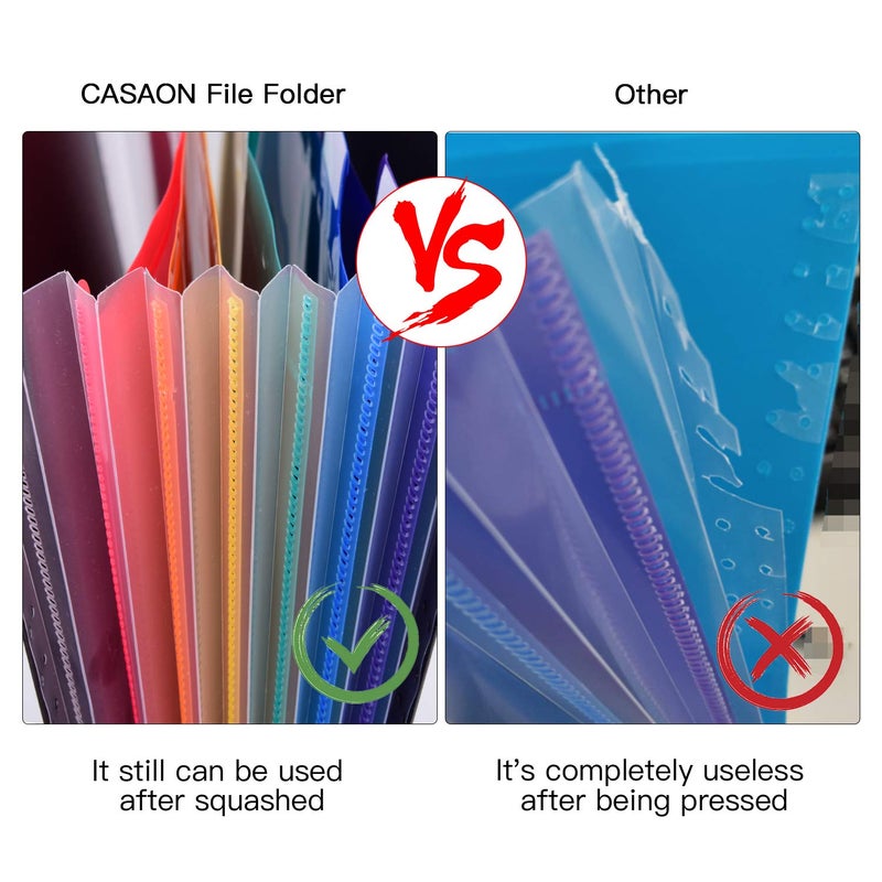 CASAON 7-Pocket Expanding File 3pcs  Plastic Expandable File Folder - Black&Blue&Red - Image 5